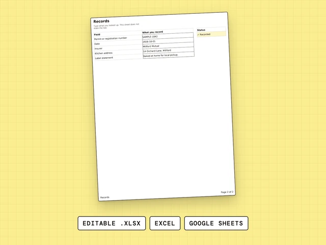 Cottage Start Records cover: Startup & Launch spreadsheet, editable .xlsx for Excel and Google Sheets
